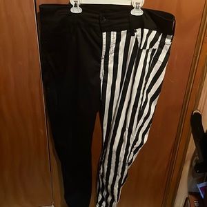 Black and white stripped two tone pants